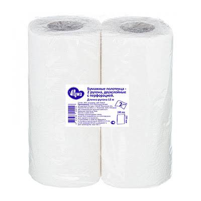 Бумажные полотенца двухслойные со стикером